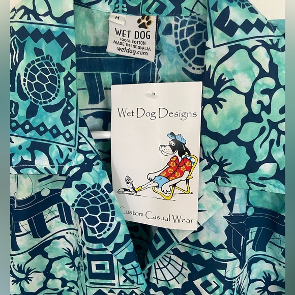 Wet Dog Designs 100% Cotton Hawaiian Button Up Shirt Size Medium-New - Picture 4 of 7